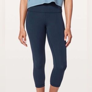 Lululemon Wunder Under High-Rise Crop 21" *Full-On Luxtreme Navy Blue Sz 4